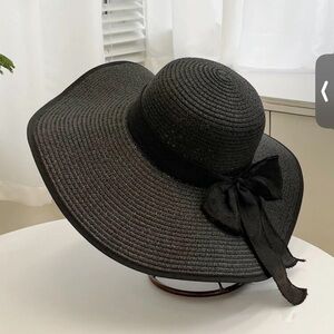 SHEIN Black Wide Brim Hat with Bow